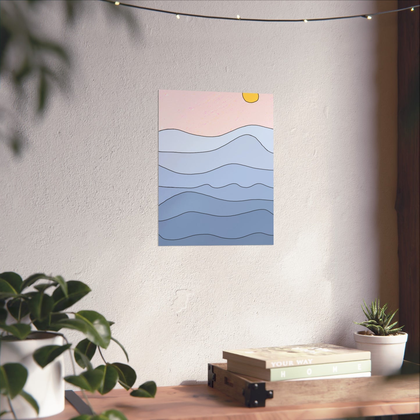 "shades of blue" print