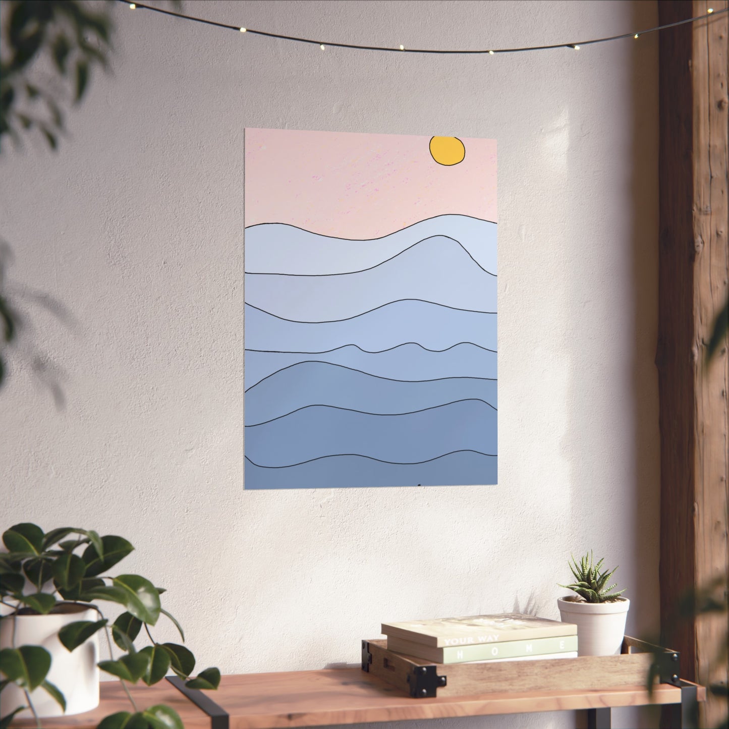 "shades of blue" print