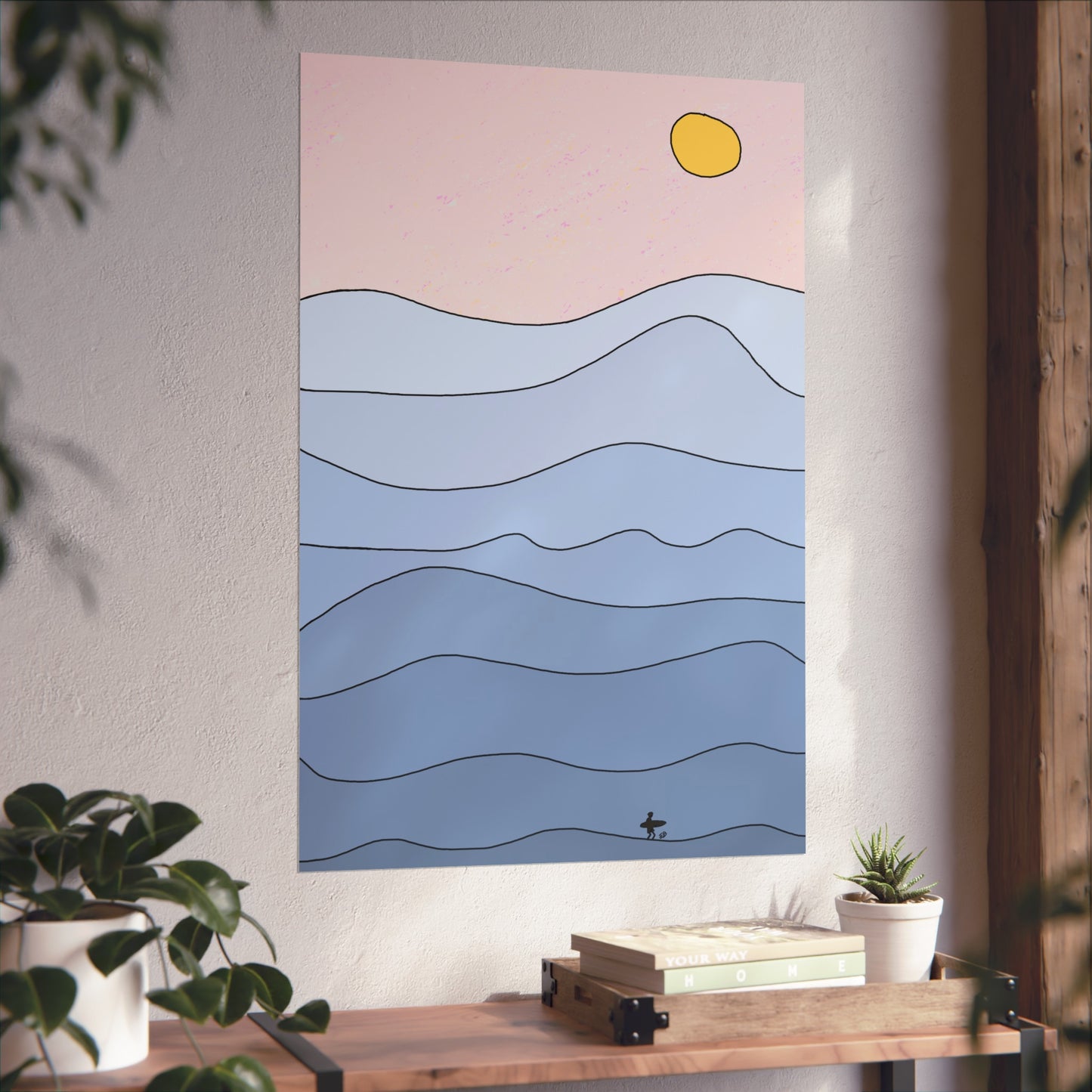"shades of blue" print