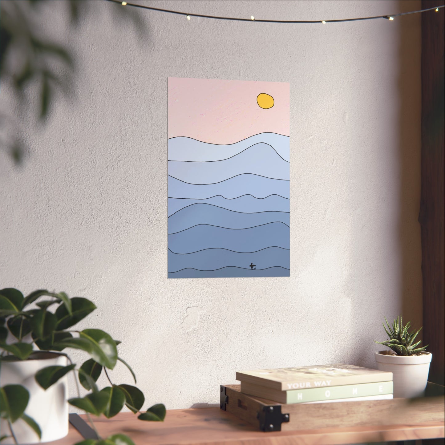 "shades of blue" print