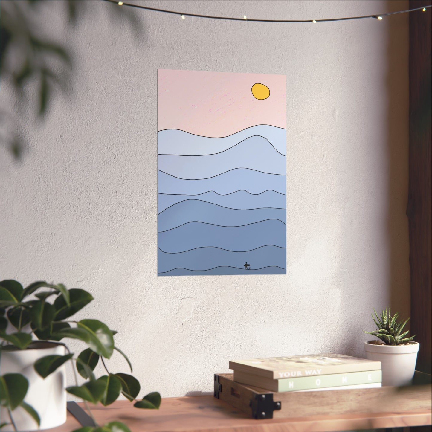 "shades of blue" print
