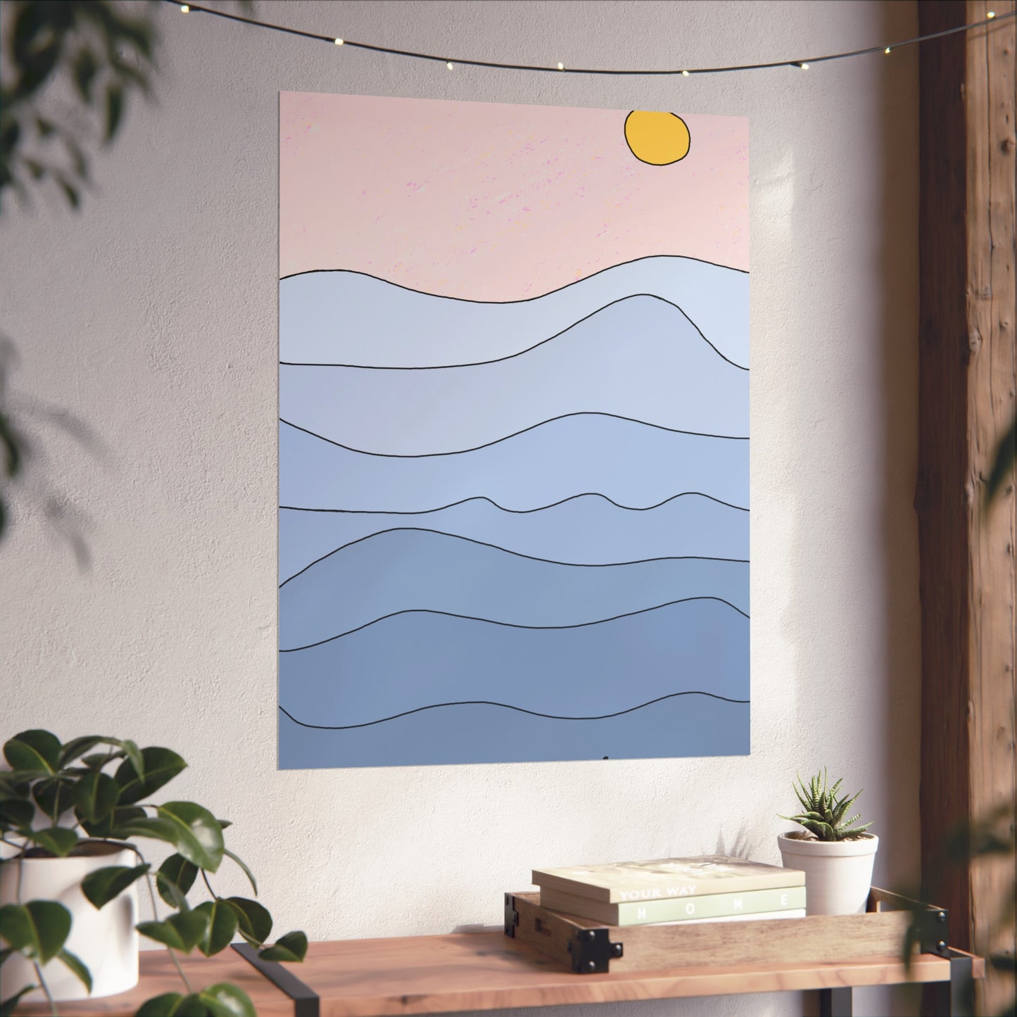 "shades of blue" print