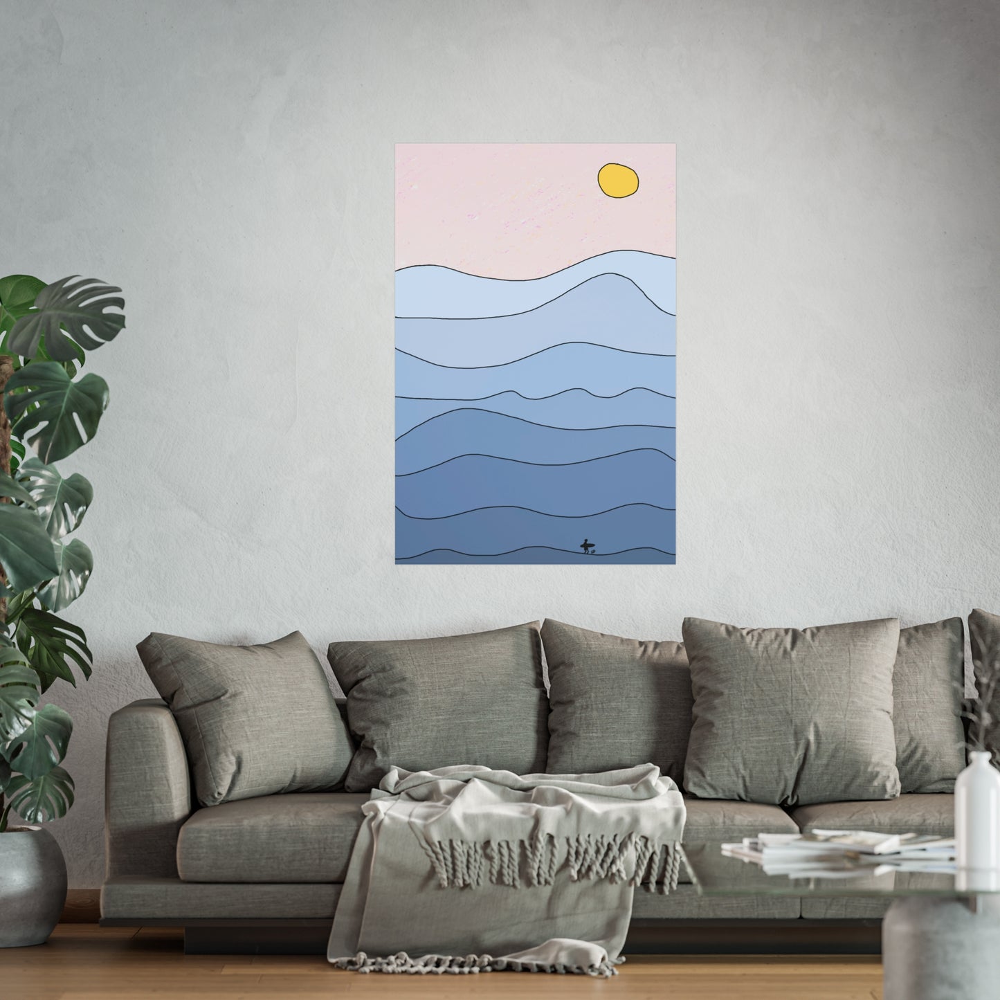 "shades of blue" print