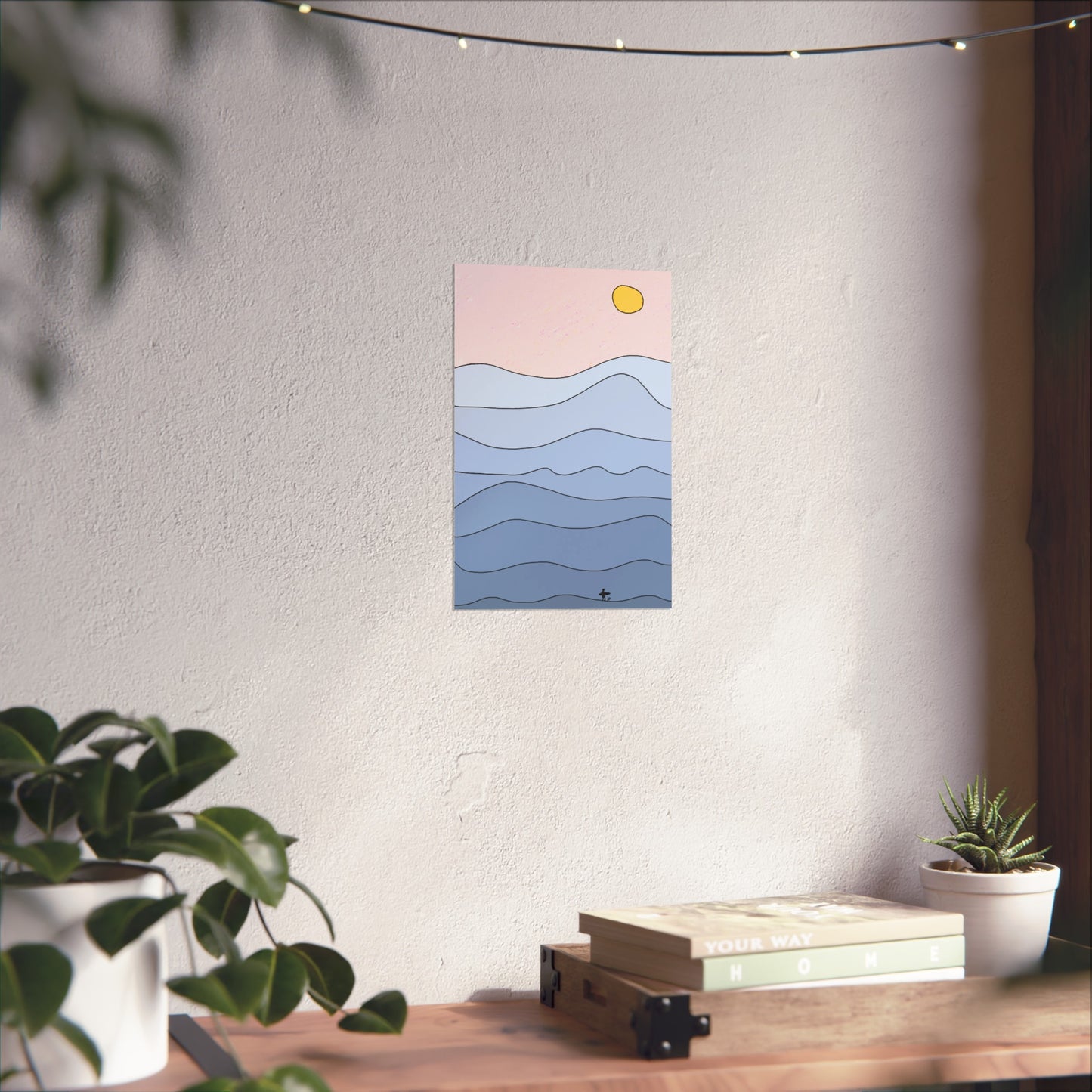 "shades of blue" print