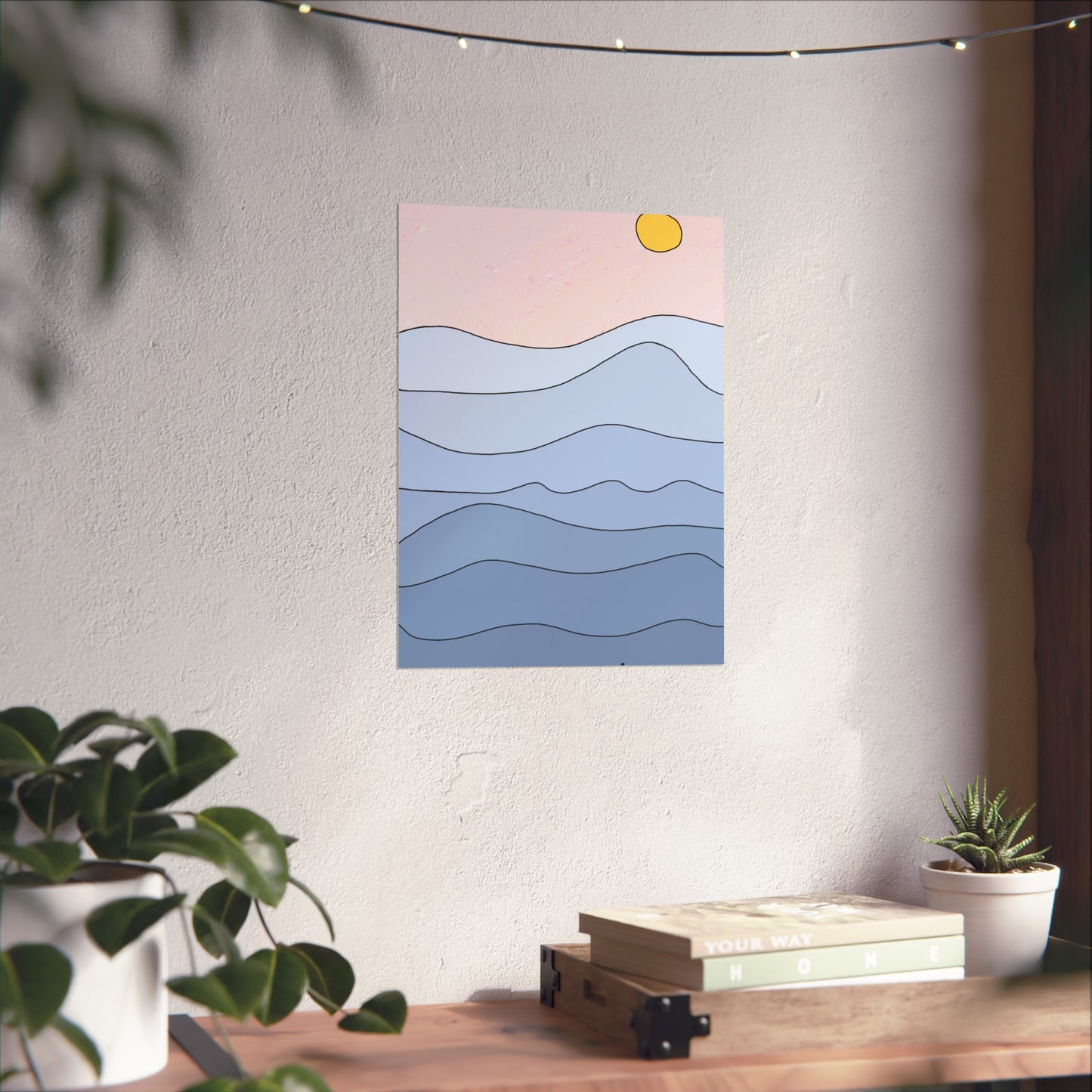 "shades of blue" print