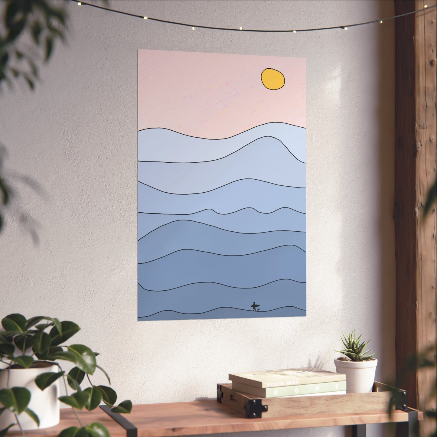 "shades of blue" print