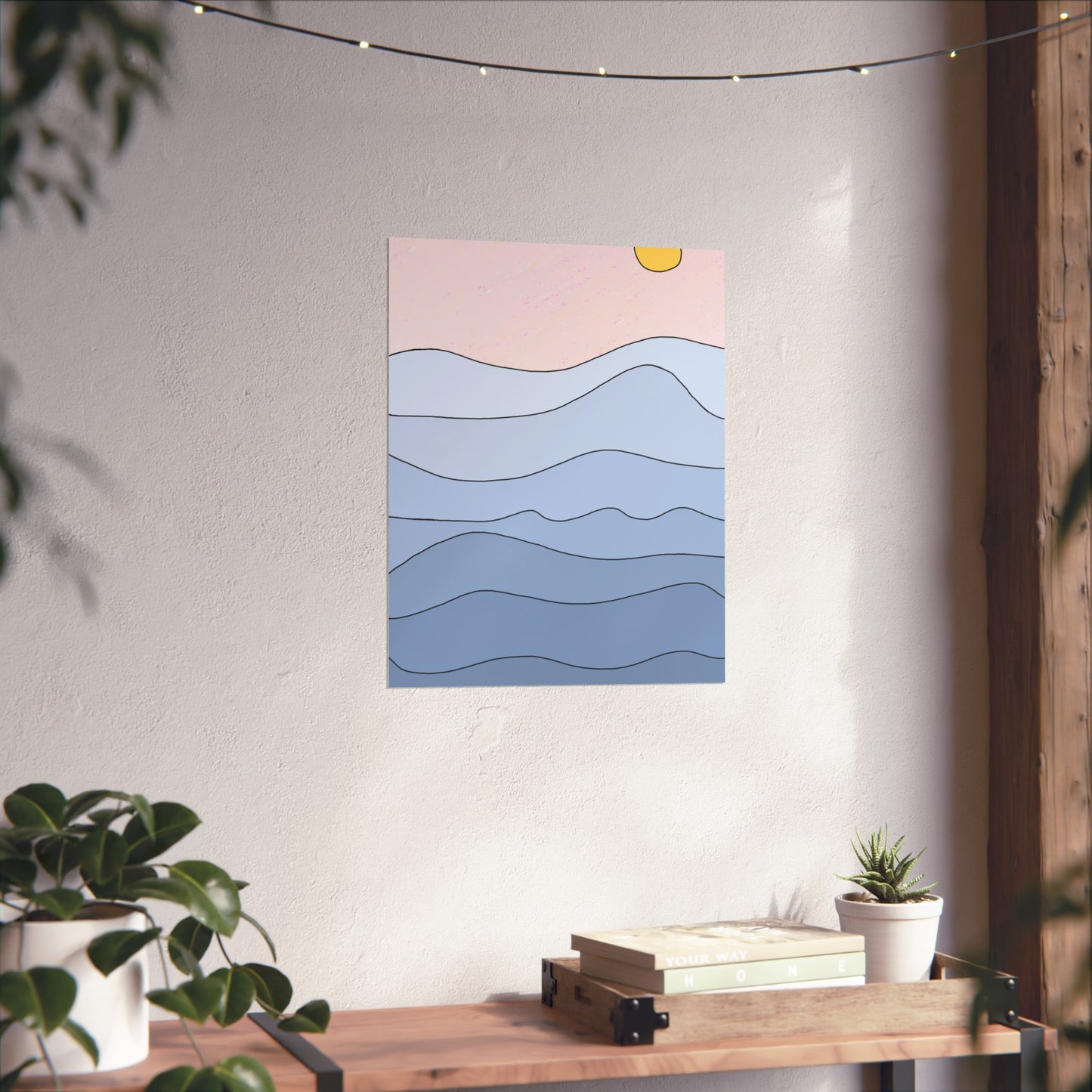 "shades of blue" print