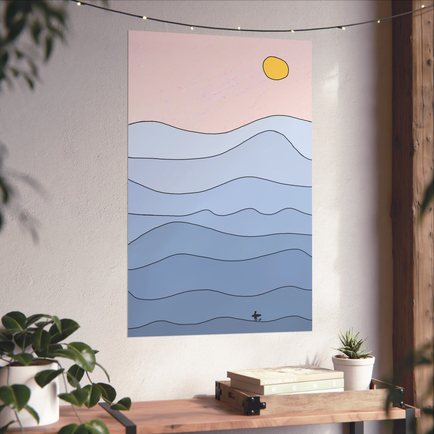 "shades of blue" print