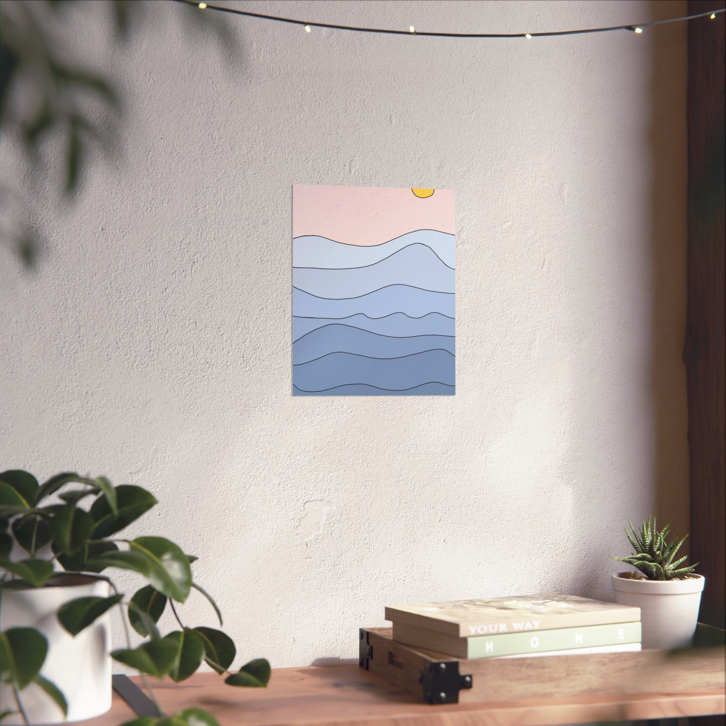"shades of blue" print